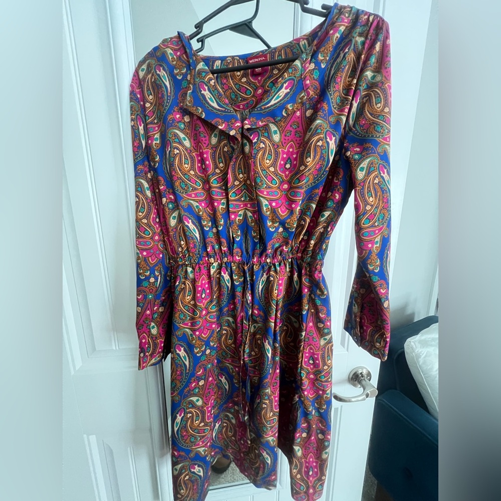 Merona Multicolor Paisley Long Sleeve Dress